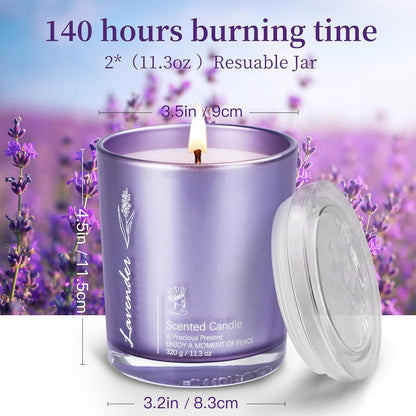 Lavender Candles for Home Scented, 2 Pack 23oz Large Jar Aromatherapy, Highly Fragranced Scented Candle Set, Candles Gifts for Women, Mom, Healing & Luxury Candle for Home