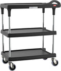 Metro myCart Plus Utility Cart - Choose-Your-Height Adjustable Heavy Duty Rolling Cart for Home, Commercial and Industrial Use - 3-Shelf, 400 lbs Capacity - 18.3" W x 31.5" L x 35.5-39.5" H - Black