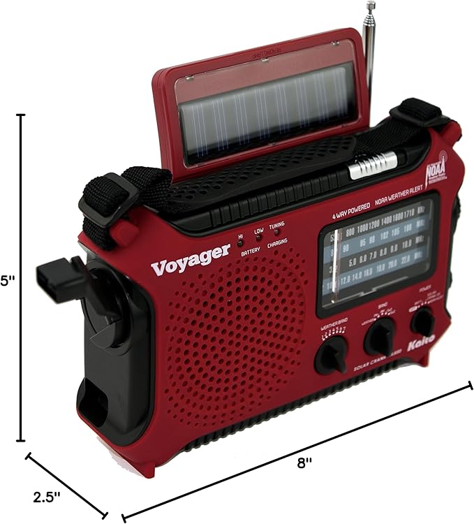 Kaito KA500RED 5-Way Powered Emergency AM/FM/SW Weather Alert Radio, Red