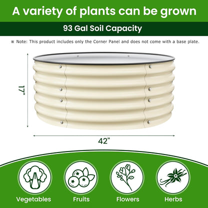 Round Raised Garden Bed Kit, 3.5x3.5x1.4Ft Outdoor Zinc-Aluminum-Magnesium Metal Flower Beds Stainless Steel Patio Ground Planter for Planting Vegetables (Ivory)