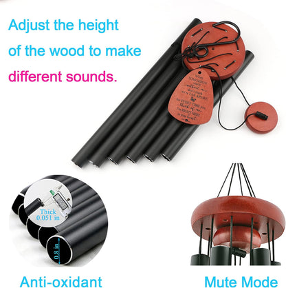 Memgift Memorial Wind Chimes for Outside – Sympathy Gift for Loss of Loved One, Outdoor Keepsake in Memory of Dad or Mom