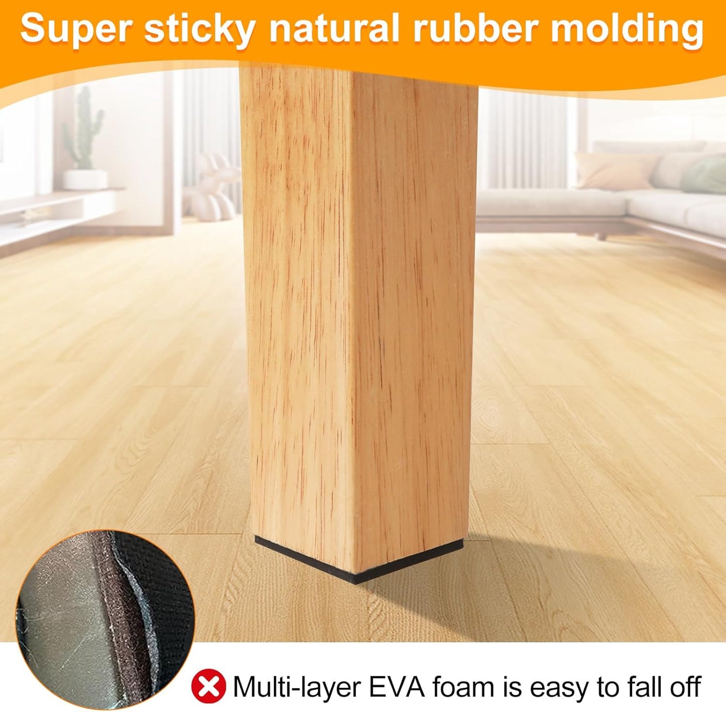 CHUNZEXI Non Slip Furniture Pads - 48 Premium Furniture Grippers Self Adhesive Rubber Furniture Feet, Anti Slide Furniture Hardwood Floor Protector for Keep Couch Stoppers (1 inch Square)