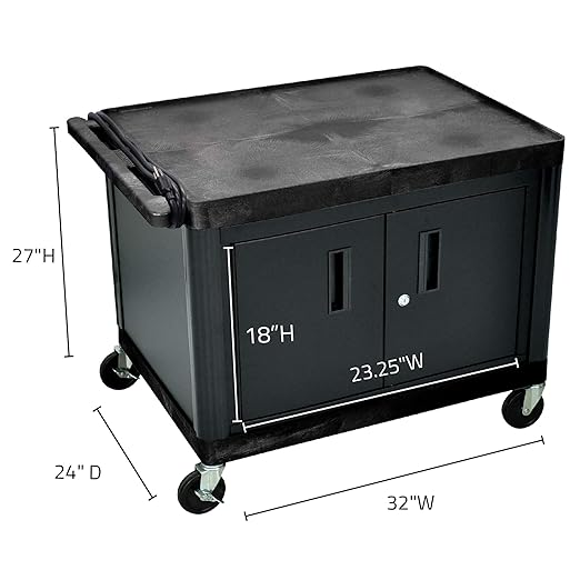 Luxor 27" H A/V Multipurpose Utility Cart with Locking Cabinet