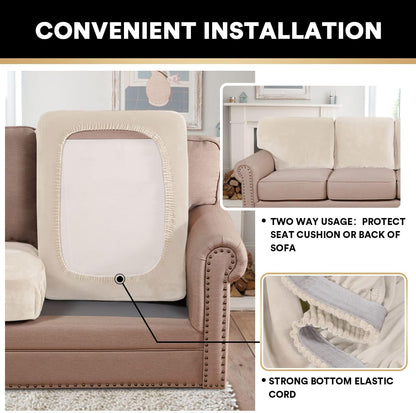 PrinceDeco Sectional Couch Cushion Covers 3 Pieces Velvet Separate Couch Cover Extra Large Stretch Sofa Slipcover Washable Furniture Protector for Sectional Sofa(Each Width Up to 40", Ivory)