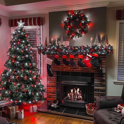 JMEXSUSS Connectable Red and White Christmas Lights, 8 Modes 100 LED Twinkle String Lights Indoor, Clear Wire Plug-in Christmas String Lights Outdoor Waterproof