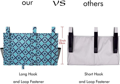 Surblue Bedside Caddy Hanging Bed Organizer Storage Bag Pocket for Bunk and Hospital Beds, College Dorm Rooms Baby Bed Rails, Camp 8 Pockets, (Large, Blue Plaid)