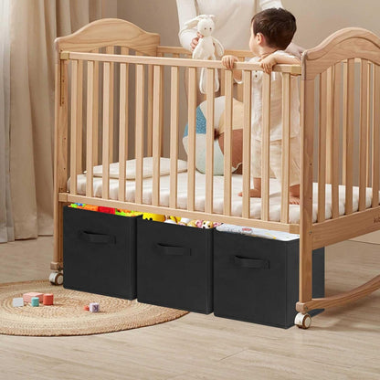 GhvyenntteS Storage Cubes 6 Pack, 11 Inch Cube Storage Bins with Dual Handles, Collapsible Heavy Duty Fabric Bins for Shelves Closet, Baskets for Organizing Clothes Bedding Toys Books (Black)