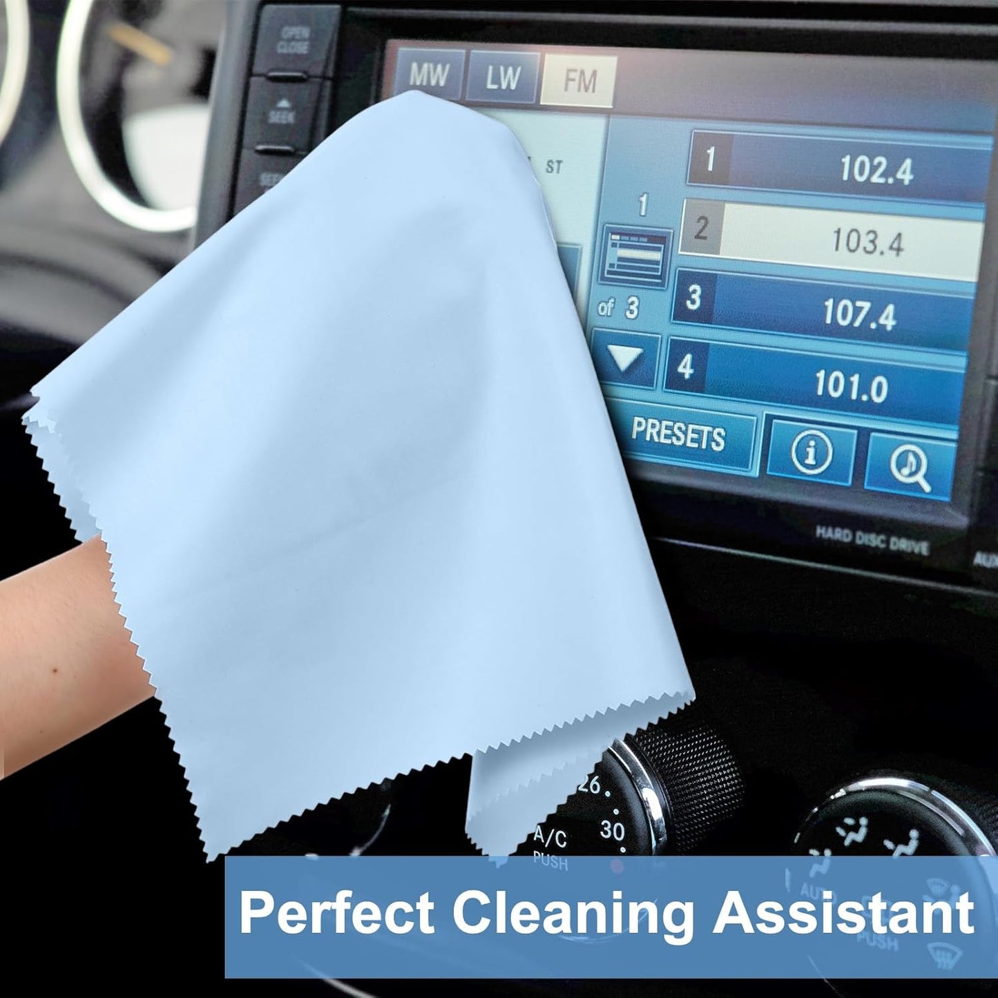 Frienda 12 Pack Large Microfiber Glass Cleaning Cloths 12 x 12 Inch Oversized Sunglasses Cleaning Cloths for Electronics Glasses Screens and Lenses (Green, Yellow, Blue, Light Gray)