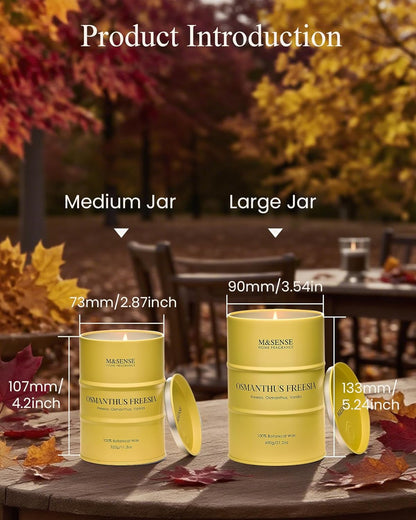 M&SENSE Osmanthus Freesia Scented Candles Natural Non Toxic, Aromatherapy Candle for Stress Relief Meditation Relaxing, Housewarming Gifts for Women Men, 11.3oz 70 Hour Long Burning