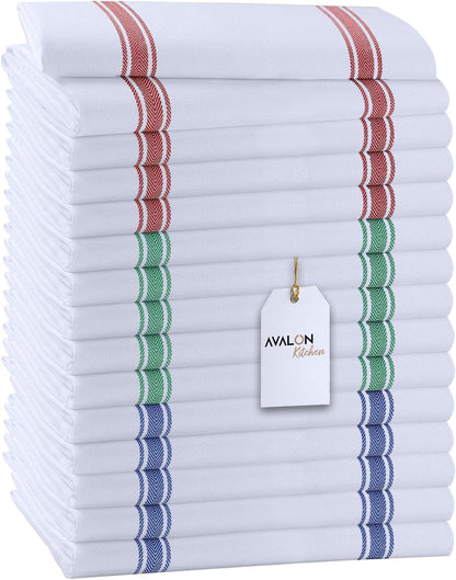 Dish Towels Set (Value Pack of 15) Size 15x25 Inch, 100% Cotton Soft & Absorbent Linen Kitchen Towels, Tea Towels, Reusable Cleaning Cloths for Household Cleaning (Multi)