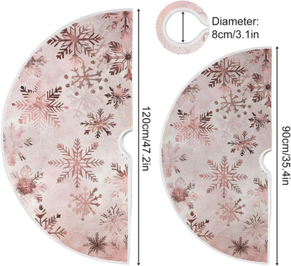 Christmas Tree Skirt, 36 Inch Seamless Pattern Rose Gold Snowflakes Xmas Tree Skirt for Christmas New Year Party Decorations Christmas Tree Mat