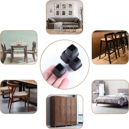 Ezprotekt 24 Pcs Extra Small Square Chair Leg Floor Protectors, Silicone Felt Furniture Pads, Dining Table Leg Caps Covers Protectors for Hardwood Floors No Scratches (S Fit: 0.55" - 0.75", Black)