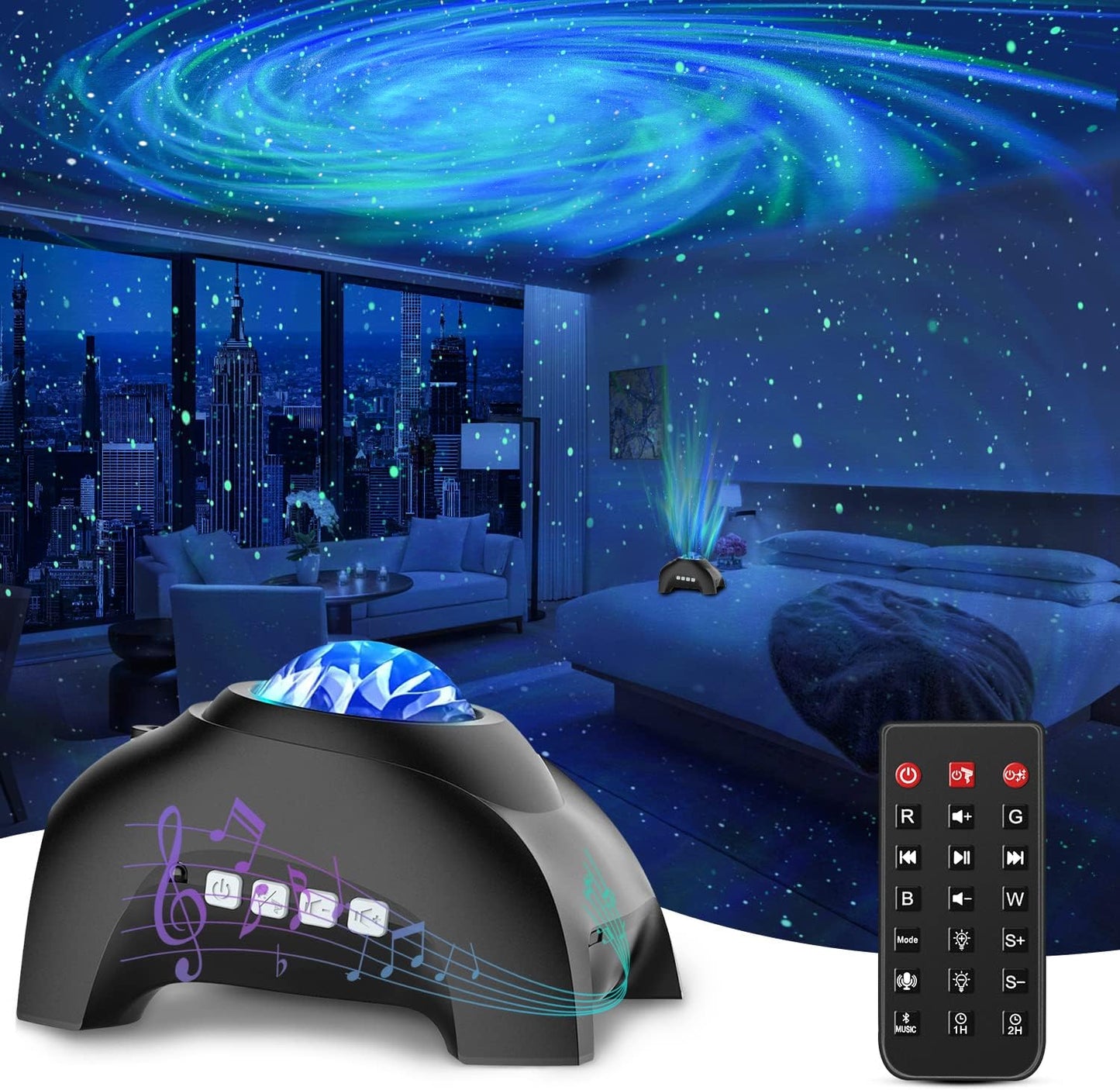 Star Projector, Galaxy Light for Bedroom Night Lights, Aurora Projector with Bluetooth Speaker for Kids and Adults, Living Room Decor