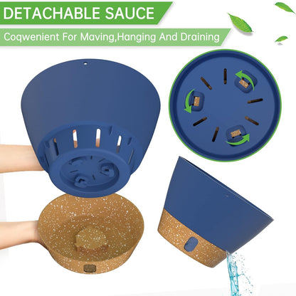 ZMTECH 8 Inch Hanging Planters for Indoor Plants, Hanging Baskets for Plants Outdoor with Visible Water Level, Hanging Flower Pots with Drainage Holes & Removable Tray(2 Pack, Blue)