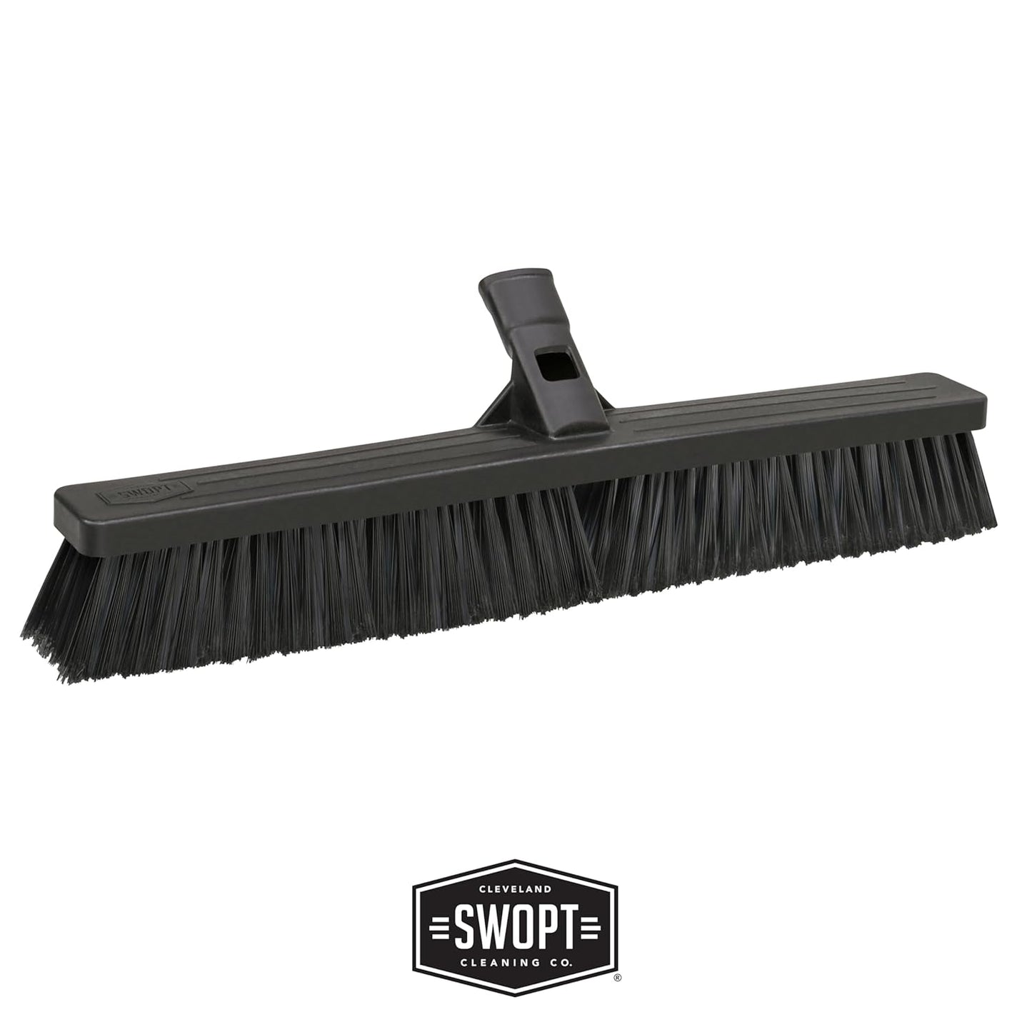 SWOPT 24” Push Broom, Angle Broom + 48” and 60" Steel Handles, Standard Combo — Cleaning Heads with Long Handles Interchangeable with All SWOPT Cleaning Products — Indoor/Outdoor, Black