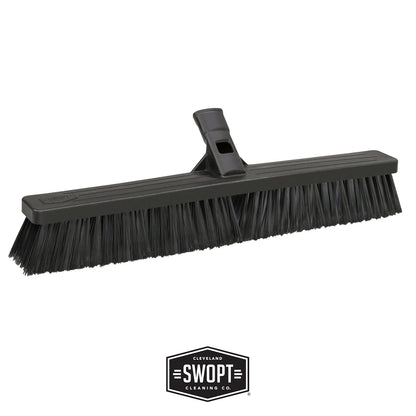 SWOPT 24” Push Broom, Angle Broom + 48” and 60" Steel Handles, Standard Combo — Cleaning Heads with Long Handles Interchangeable with All SWOPT Cleaning Products — Indoor/Outdoor, Black