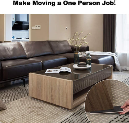 Ezprotekt 4 Pcs Rectangle Reusable Furniture Movers Sliders for Carpet, 9" x 2.5" Rectangle Furniture Moving Pads Carpet Sliders for Heavy Sofa Bed Fridge, Move Items Easily and Quickly (Beige)