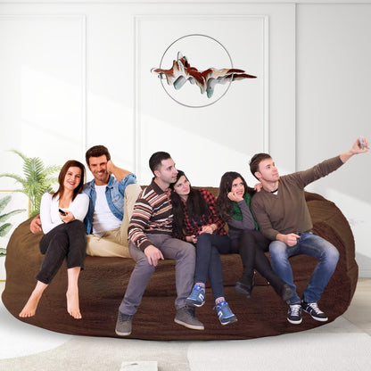 Bean Bag Chair for Adults 8FT,Soft Removable Cover for Teens/Girls Bedroom,Fluffy Giant Round Floor Beanbag Lounger Chairs (No Filler,Deep Coffee)