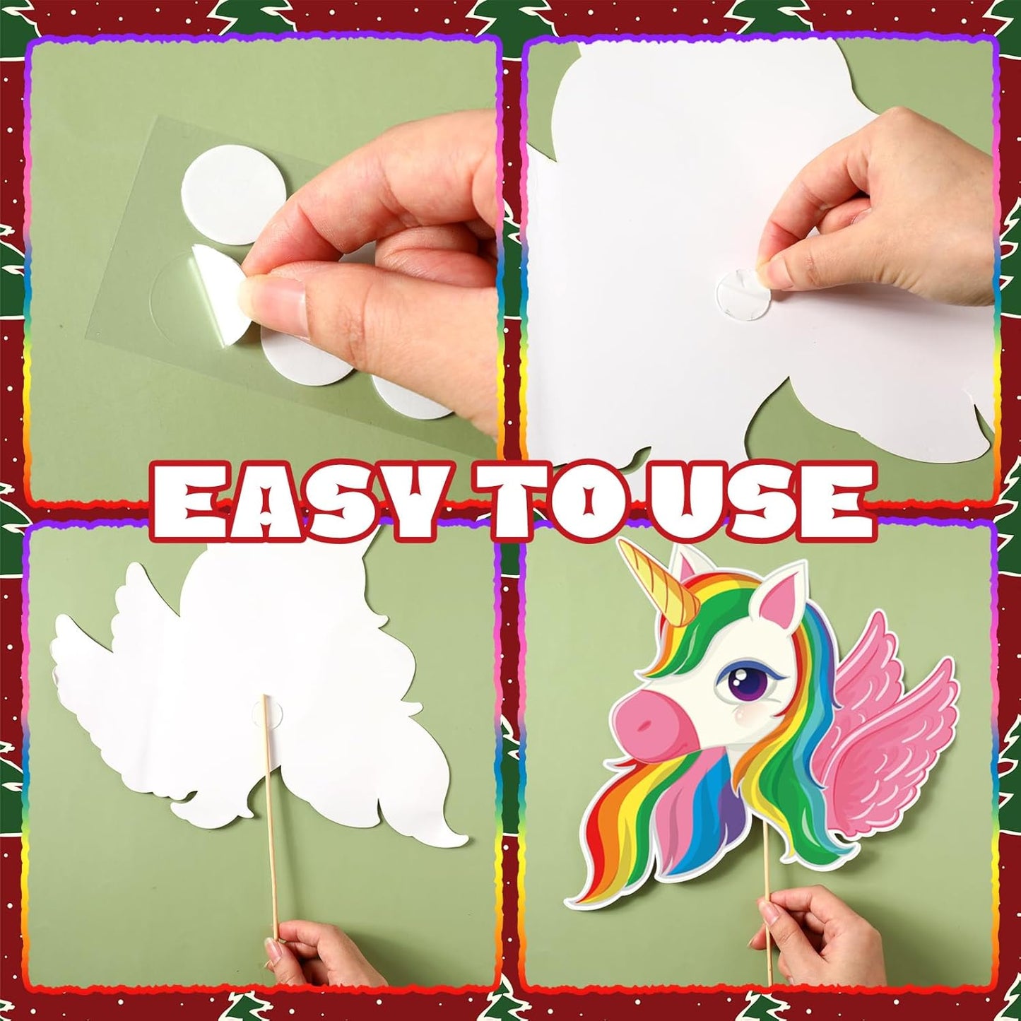 Unicorn Christmas Tree Topper Xmas Colored Unicorn Party Decorative Tree Ornaments Head Hands and Tail Decor for Holiday Christmas Indoor Home Decorations Party Supplies