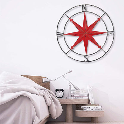 aboxoo Round Metal Compass Decorative Compass Metal Wall Art Hanging Wall Sculpture 22.8 Inch Diameter Farmhouse Decor Indoor or Outdoor Sign