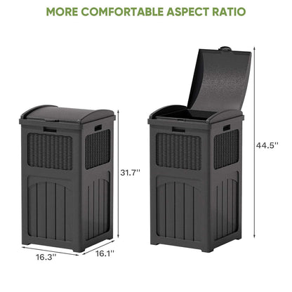 Patiowell 36 Gallon Outdoor Trash Can, Resin Outdoor Garbage Can with Lid for Patio, Backyard, Deck, Black (2 Pack
