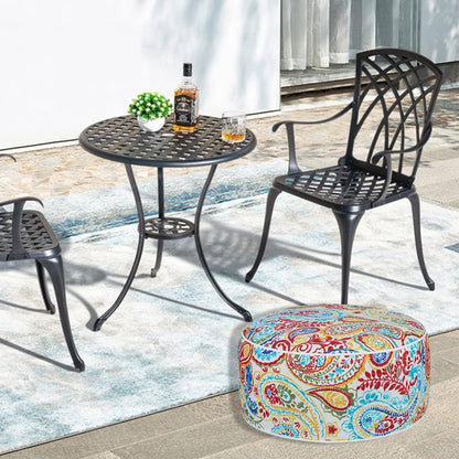 FUNHOME Inflatable Outdoor Ottoman with Air Pump,20"x9" Portable Patio Pouf,Water Resistant,Fade-Resistant,Round Blow Up Footrest Stools for Home Garden Camping Travel(Phoenix)