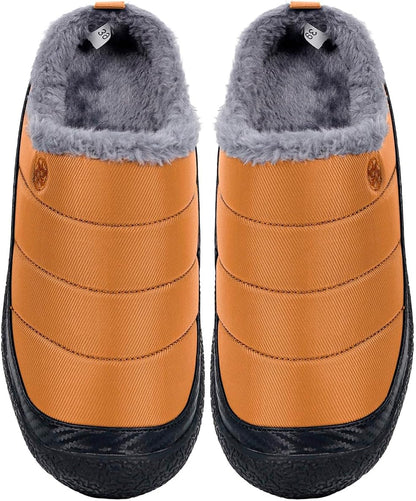 Womens Mens House Slippers Slip on Snow Winter Warm Fully Fur Lined Slippers Indoor Outdoor Shoes