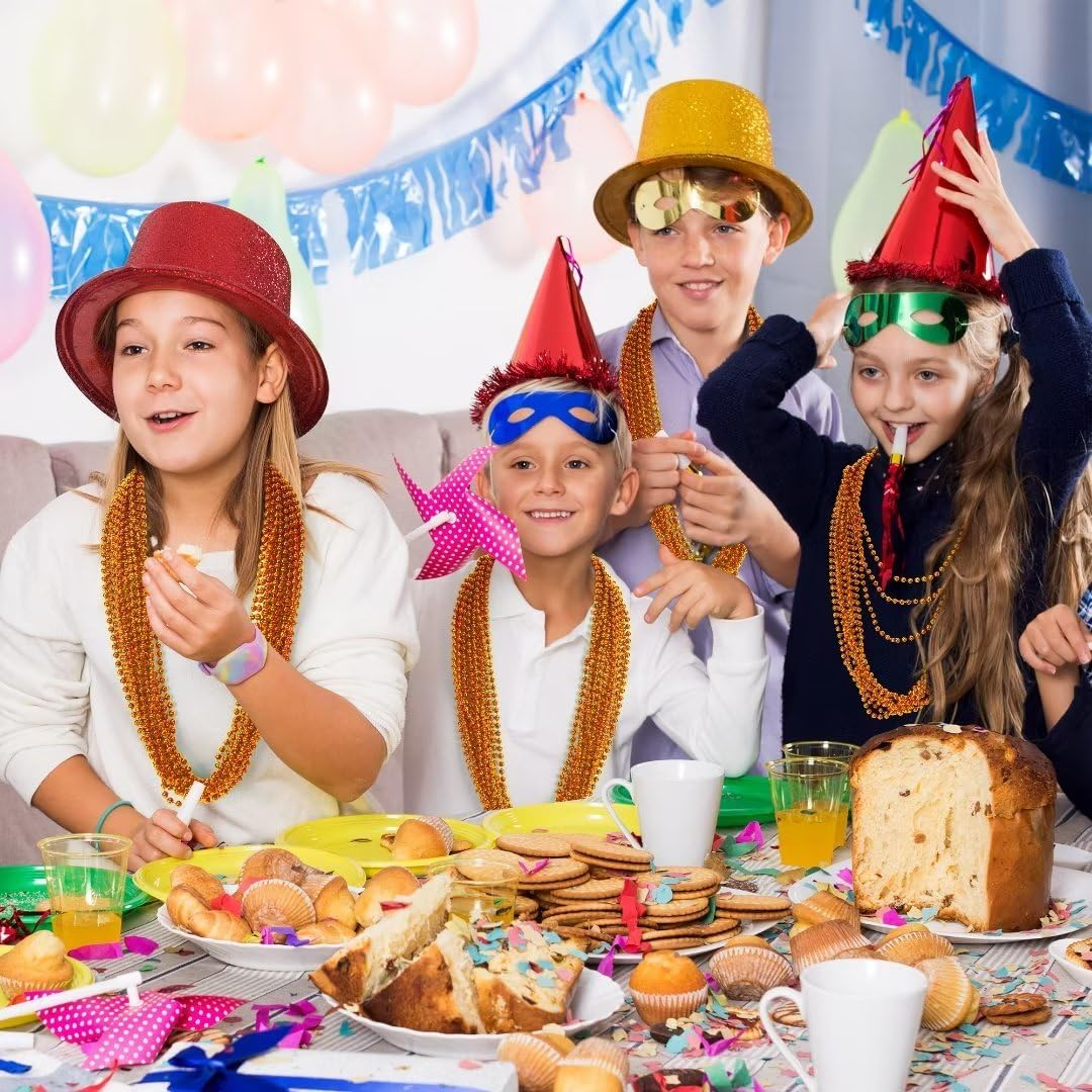 50PCS Bead Necklace, Orange Bead Necklaces Party Favors Bulk, 33" Mardi Gras Necklaces, Festival Parade Throw Accessories for Mardi Gras Halloween Wedding Party Celebrations Decorations