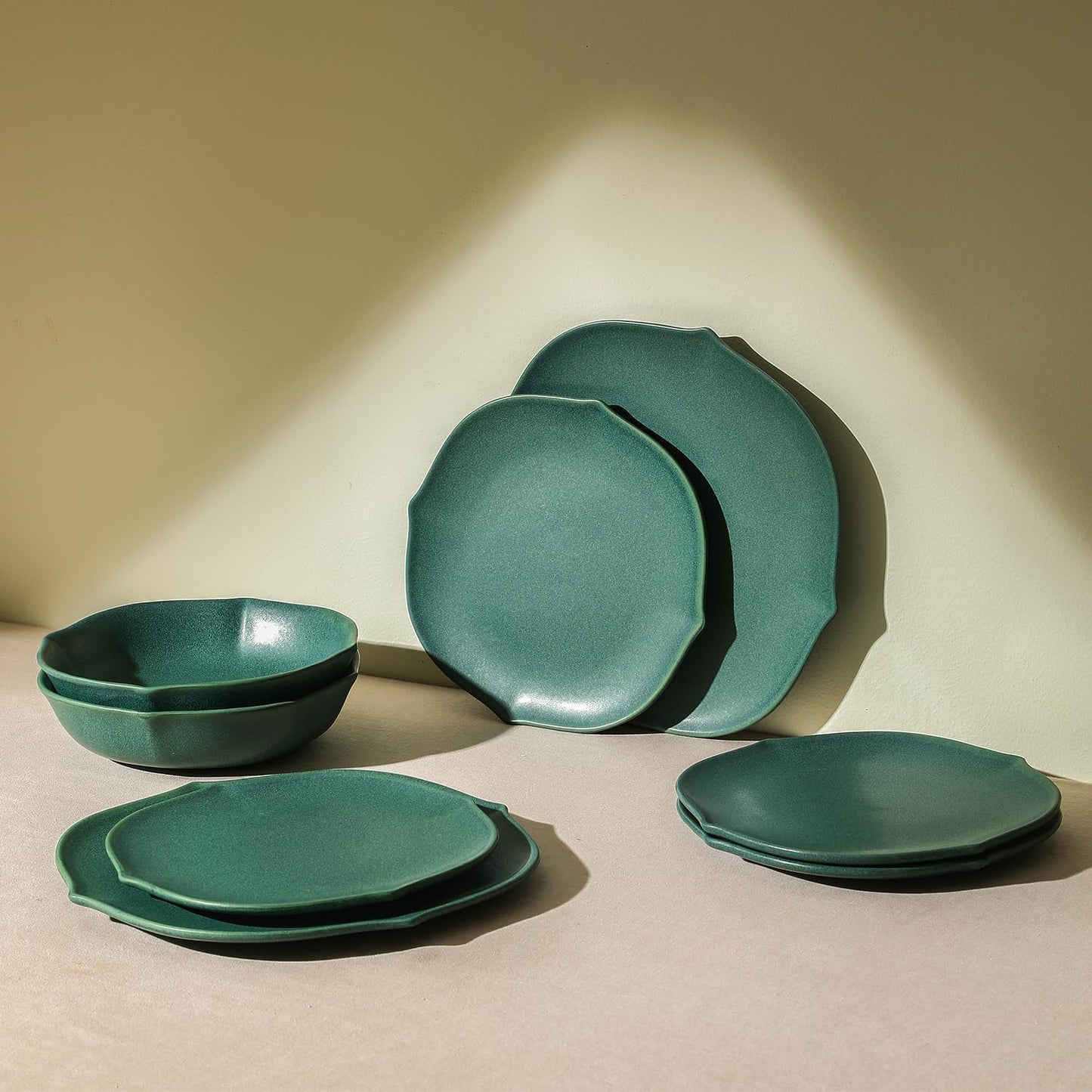Stone Lain Baskerville 12-Piece Dinnerware Set Stoneware, Green
