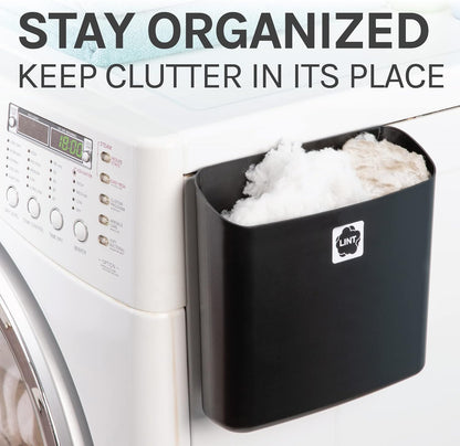 JS Jackson Supplies Black Lint Bin with Magnetic Back, Large Space Saving Trash Bin and Organizer for Laundry Room and Kitchen, Wall Mountable