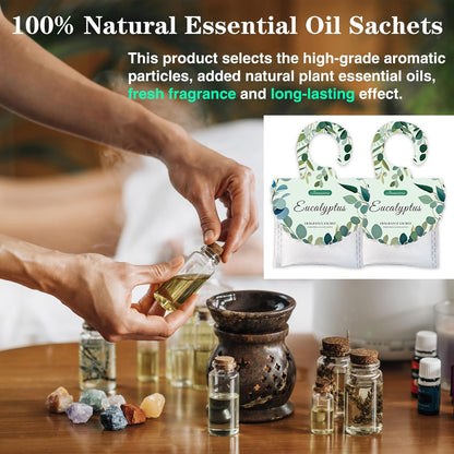 15 Packs Eucalyptus Scented Sachets Bag for Drawers and Closets, Air Freshener for Home Fragrance Sachet, Long-Lasting Hanging Closet Deodorizer Smell Goods for House