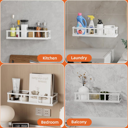 Over The Door Pantry Organizer, 8 Pack Spice Rack Wall Mounted & Hanging Storage Baskets Organizer Wall Mount, Large Capacity Metal Spice Shelf for Kitchen Cabinet, Bathroom, Shower, Home Decor