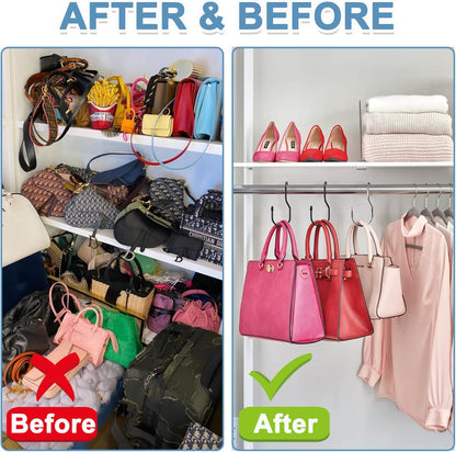 24-Pack Purse Hangers for Closet, Large 5-inch Twist Design Hooks for Bags, Purses, Handbags, Belts, Scarves, Hats (Platinum)