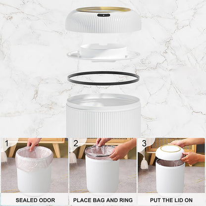 Automatic Motion Sensor Bathroom Trash Can with Lid, 3 Gallon Touchless Trash Bin, Smart Plastic Electric Garbage Cans Small White Wastebasket for Office, rv, Bedroom, Living Room