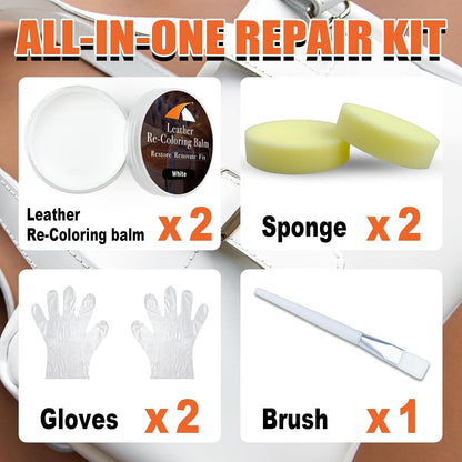 White Leather Repair Kit, White Leather Recoloring Balm, Leather Dye - Restore & Renew Scratch, Faded and Aged Leather & Vinyl Couches, Boots, Car Seats or Leather Furniture…