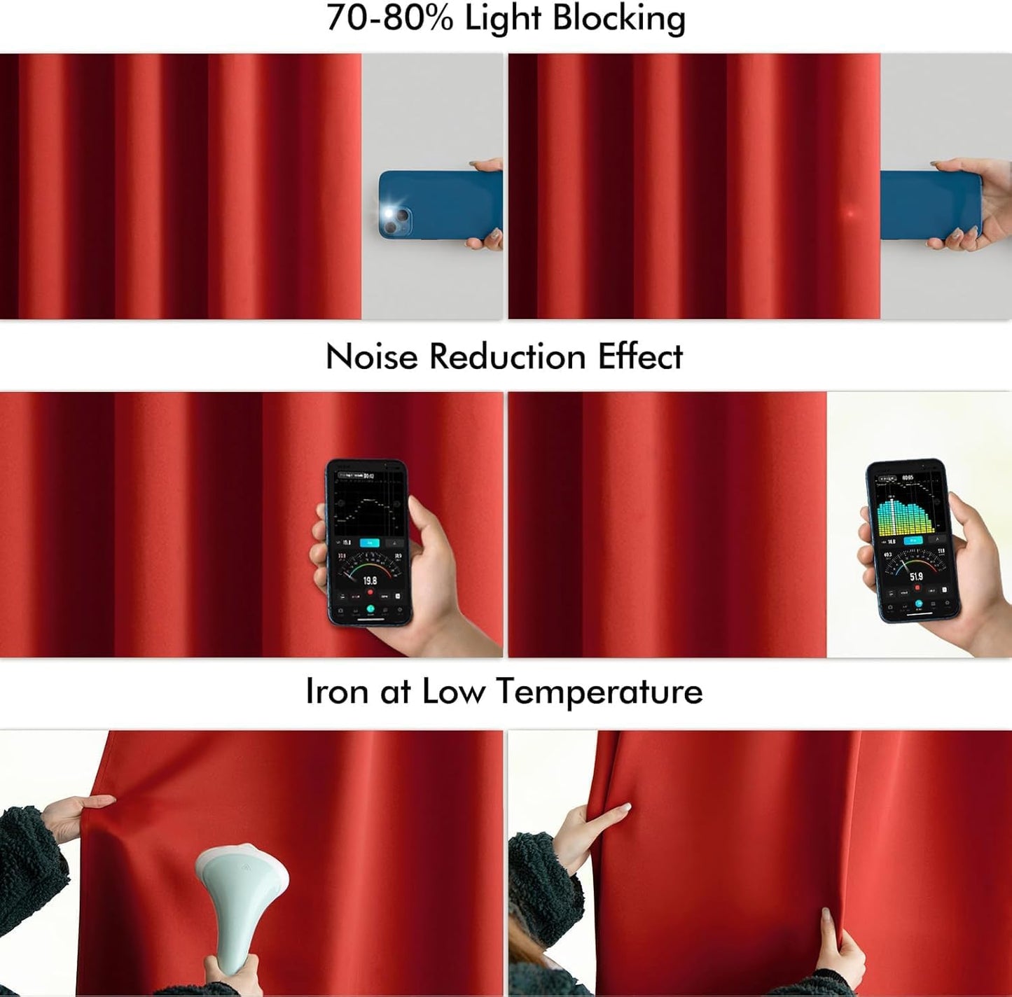 MIULEE Red Back Tab Blackout Curtains 102 Inch Long 2 Panels Set for Living Room Bedroom, Rod Pocket/Pinch Pleated Thermal Insulated Room Darkening Light Blocking Floor to Ceiling Drapes