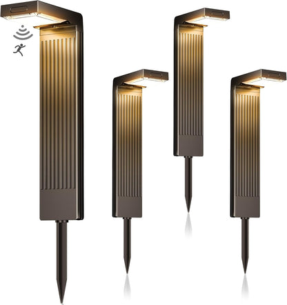 Solar Pathway Lights Outdoor 4Pack, 400LM Motion Sensor Walkway Lights with Warm/Cool White, 12H Lasting, IP65 Waterproof Solar Powered Landscape Lighting for Garden, Yard