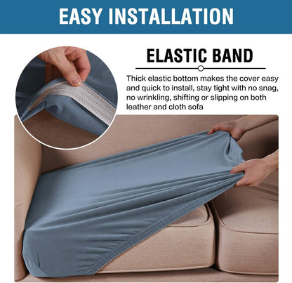 H.VERSAILTEX Velvet Stretch Couch Cushion Cover Plush Cushion Slipcover for Sofa Cushion Furniture Protector Seat Cushion Sofa Cover (3 Piece Sofa Cushion Covers, Stone Blue)