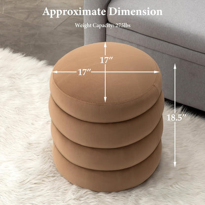 Furniliving Modern Round Ottoman, Soft Bedroom Ottoman Footstool Round Ottomans Stool for Living Room, Makeup Room, Coffee, Velvet