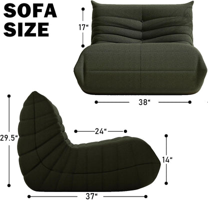 Bean Bag Chair, Fireside Chair Bean Bag Sofa Large Bean Bag Chair for Adults, Bean Bag Chairs for Teens with High Density Comfortable Foam, Memory Foam Bean Bag for Living Room, Bedroom (Green)