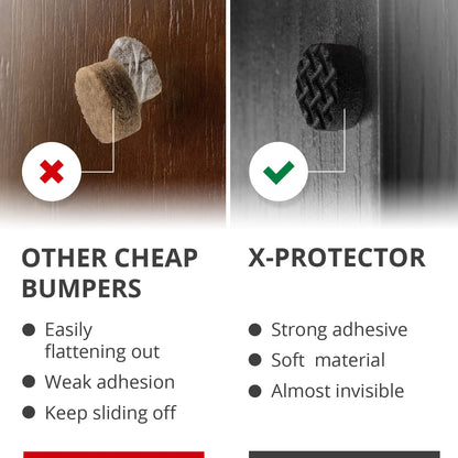 X-Protector Cabinet Door Bumpers 100 PCS Small Black Rubber Pads 3/8' Self-Adhesive Thick Dots Protect Glass & Surfaces