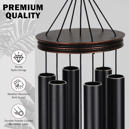 Vanquer Large Wind Chimes for Outside Deep Tone - 46'' Outdoor Clearance, Windchimes Outdoors, Memorial Wind Chimes, Sympathy Gift, Patio, Garden, Home Décor, Vintage Black (46" Cardinal)