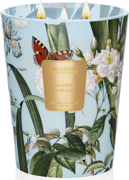 M&SENSE Jasmine Candles Highly Scented 3 Wick 35oz 150 Hours Burn Extra Large Jar Candles for Women, Natural Soy Wax Aromatherapy Candle for Stress Relief, Meditation, Yoga, Spa