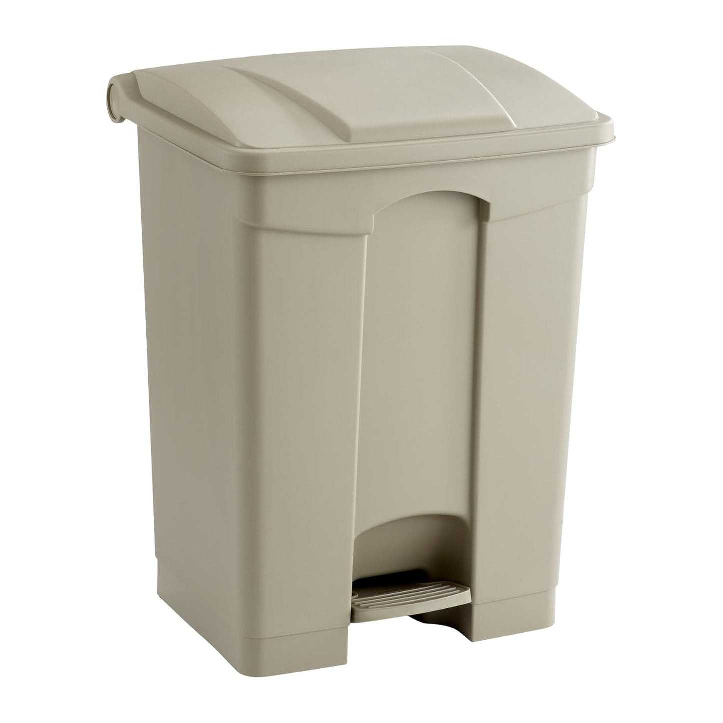Safco Step On Plastic Trash Can with Foot Pedal, 17 Gallon Garbage Can for Kitchen, Indoor or Outdoor Use, Hands Free, Tan