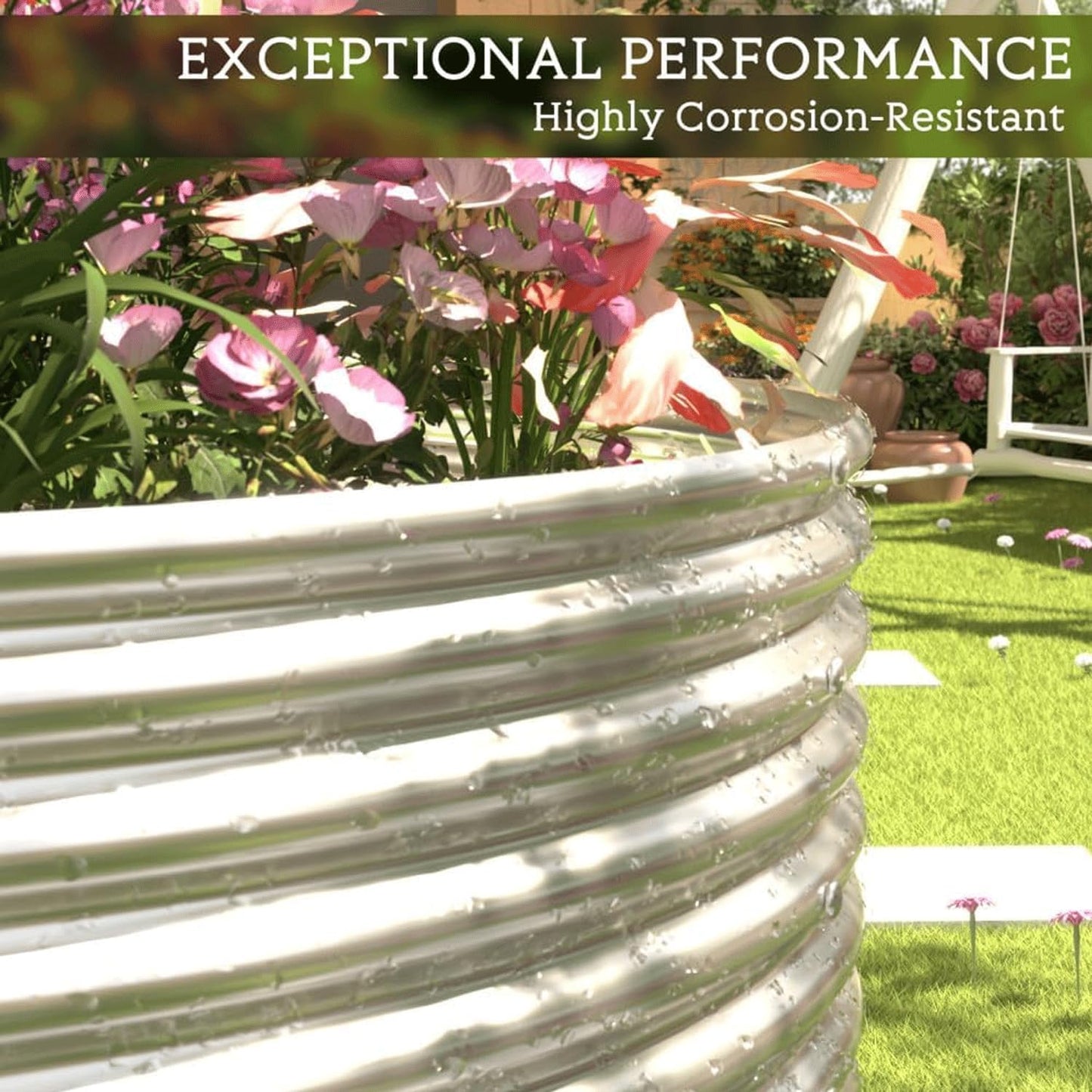 2 Pack 4x2FT Tall Galvanized Raised Garden Bed Outdoor,Metal Garden Bed for Vegetables,Steel Raised Beds for Gardening,Above Ground Garden Box for Flower