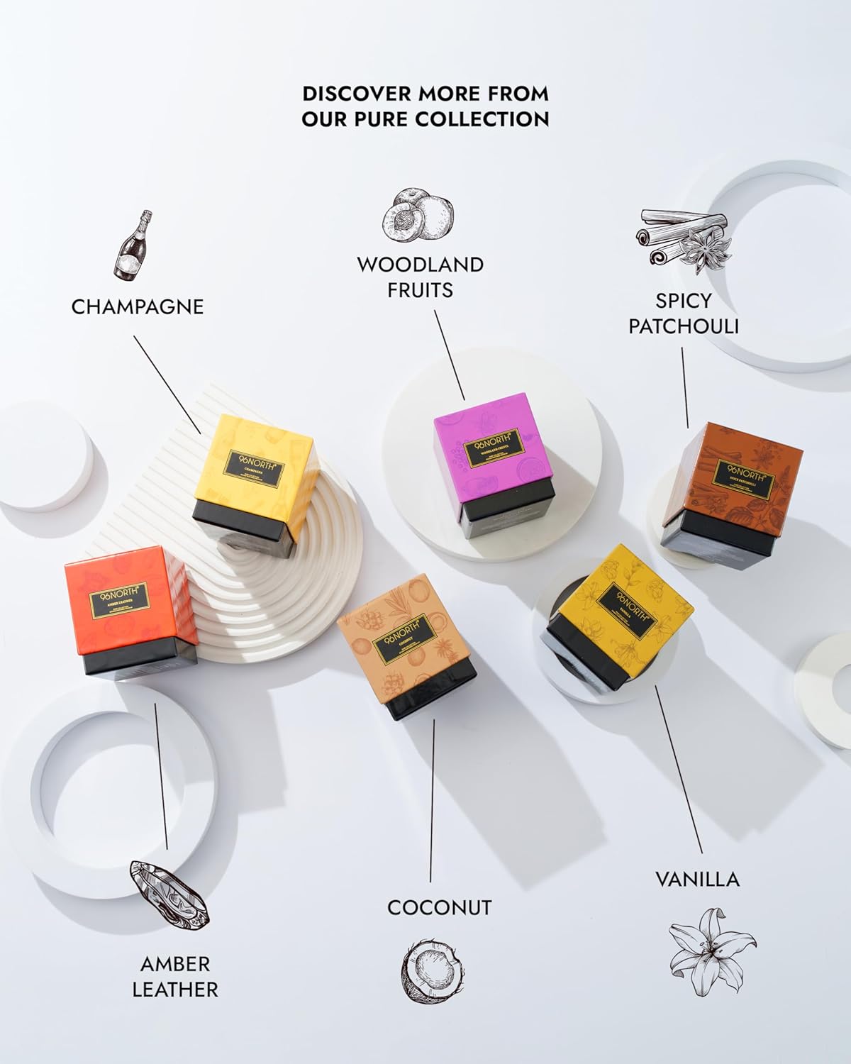 96NORTH | Pure Amber Leather Candle | 100% Natural Soy Wax | One Wick Jar Candle | Natural Fragrance Technology | Non Toxic | Up to 35 Hours Burning Time | Aromatherapy Gift for Men and Women