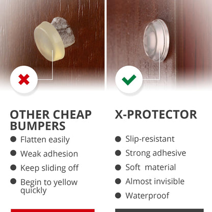 X-Protector Cabinet Door Bumpers 128 PCS – 1/2" Silicone Clear Bumpers – Ideal Cabinet Bumpers – Self-Adhesive Thick Door Silencer – Bumper Pads to Protect Glass & Other Surfaces!