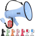 Pyle 50W Megaphone Bullhorn - Portable, Automatic Siren & Adjustable Volume, Projection Range Up to 1200 Square Yards, Aux Input, Talk, Siren, Music, Whistle, & Record, Shoulder Strap (Black)