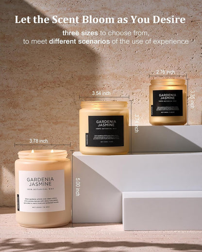 M&SENSE Gardenia Jasmine Scented Candle, 110 Hours Slow Burning Clean Non Toxic 19.4oz 2 Wicks Highly Scented Aromatherapy Candle for Housewarming Gifts, Long Lasting Fragrance for Bath & Office