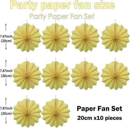 Yellow Hanging Paper Fans,Yellow Accessories Paper Decorations for Party,Color Party Decorations,Bee Themed Classroom Decor,8in Hanging Paper Fans 30 Color DIY Set （Light Yellow）
